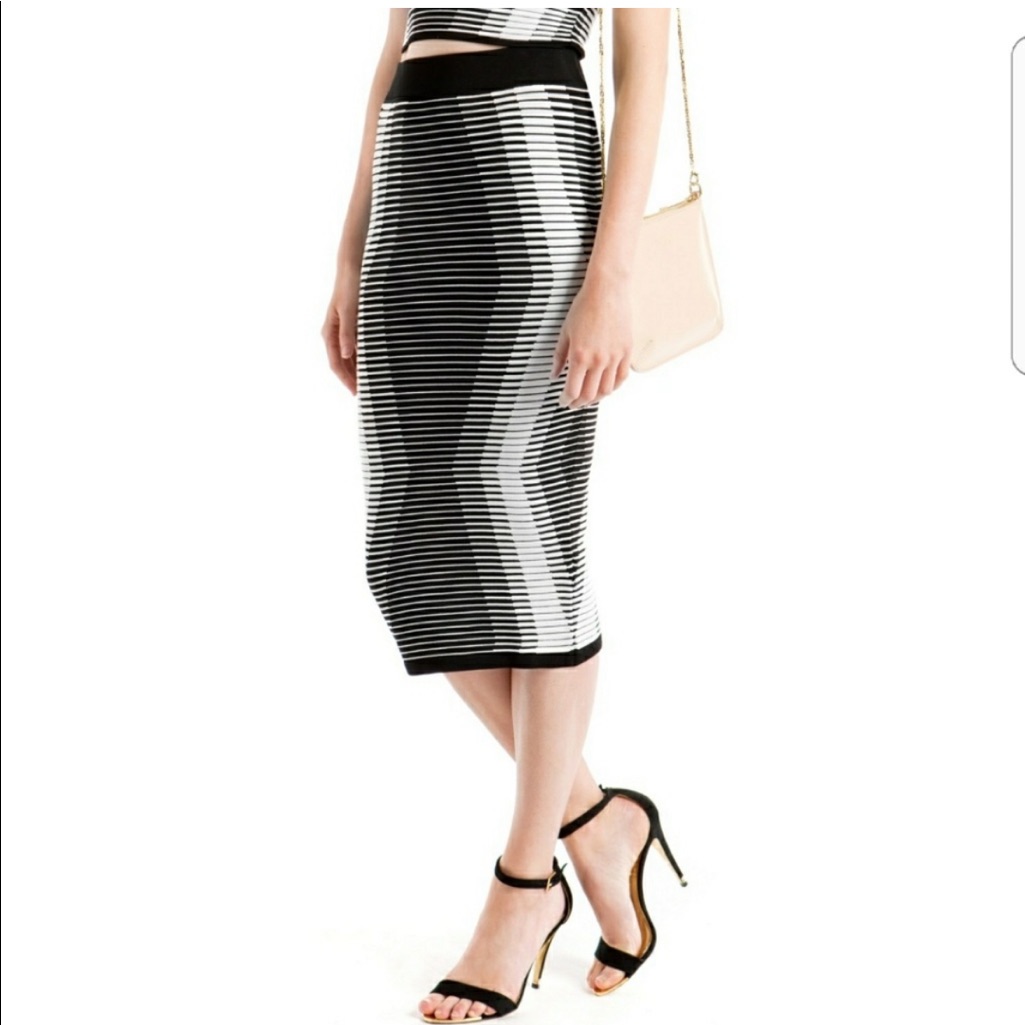 Ted Baker London Black And White Striped Skirt